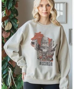 Sweatshirt, Oversized Madison Wisconsin Cityscape